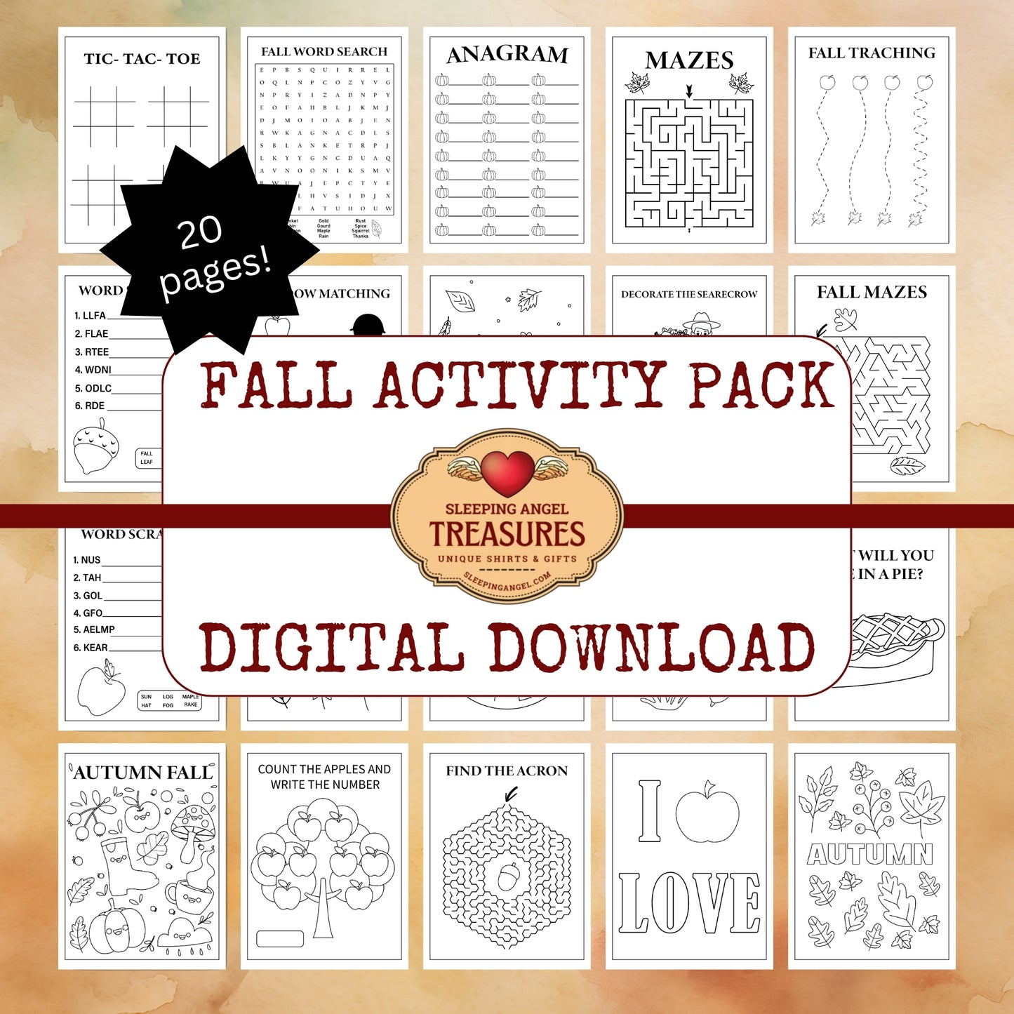 Printable Fall Activity Pack - DIGITAL DOWNLOAD