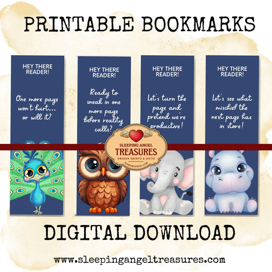 Printable Cute Animals Quotes Bookmarks- DIGITAL DOWNLOAD