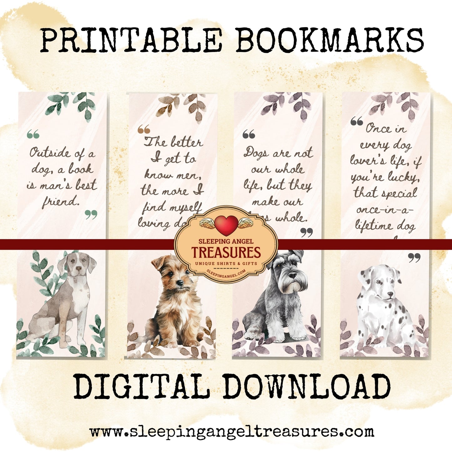 Printable Cute Dog Quotes Bookmarks- DIGITAL DOWNLOAD