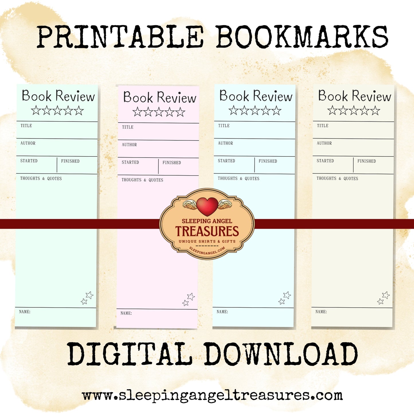 Book Review Bookmarks- DIGITAL DOWNLOAD