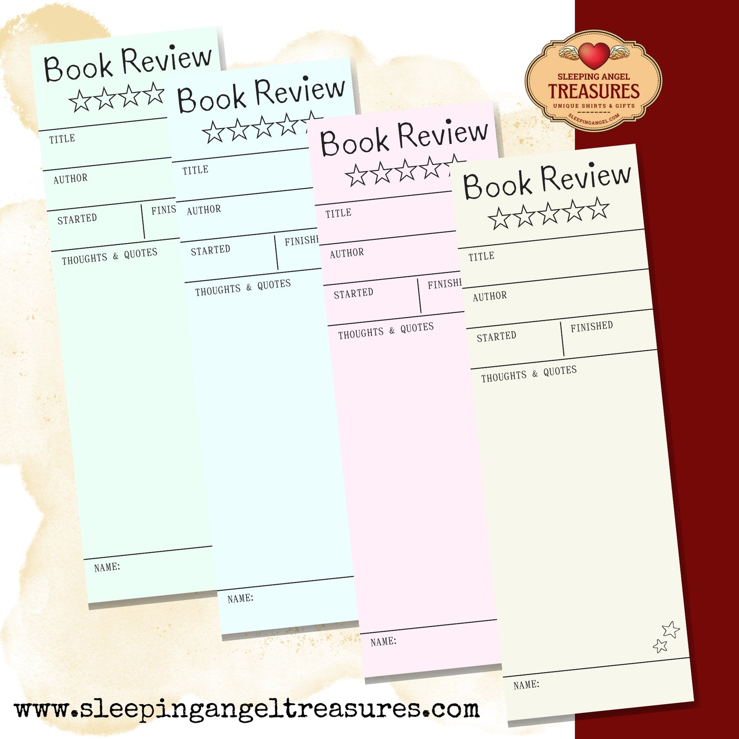 Book Review Bookmarks- DIGITAL DOWNLOAD