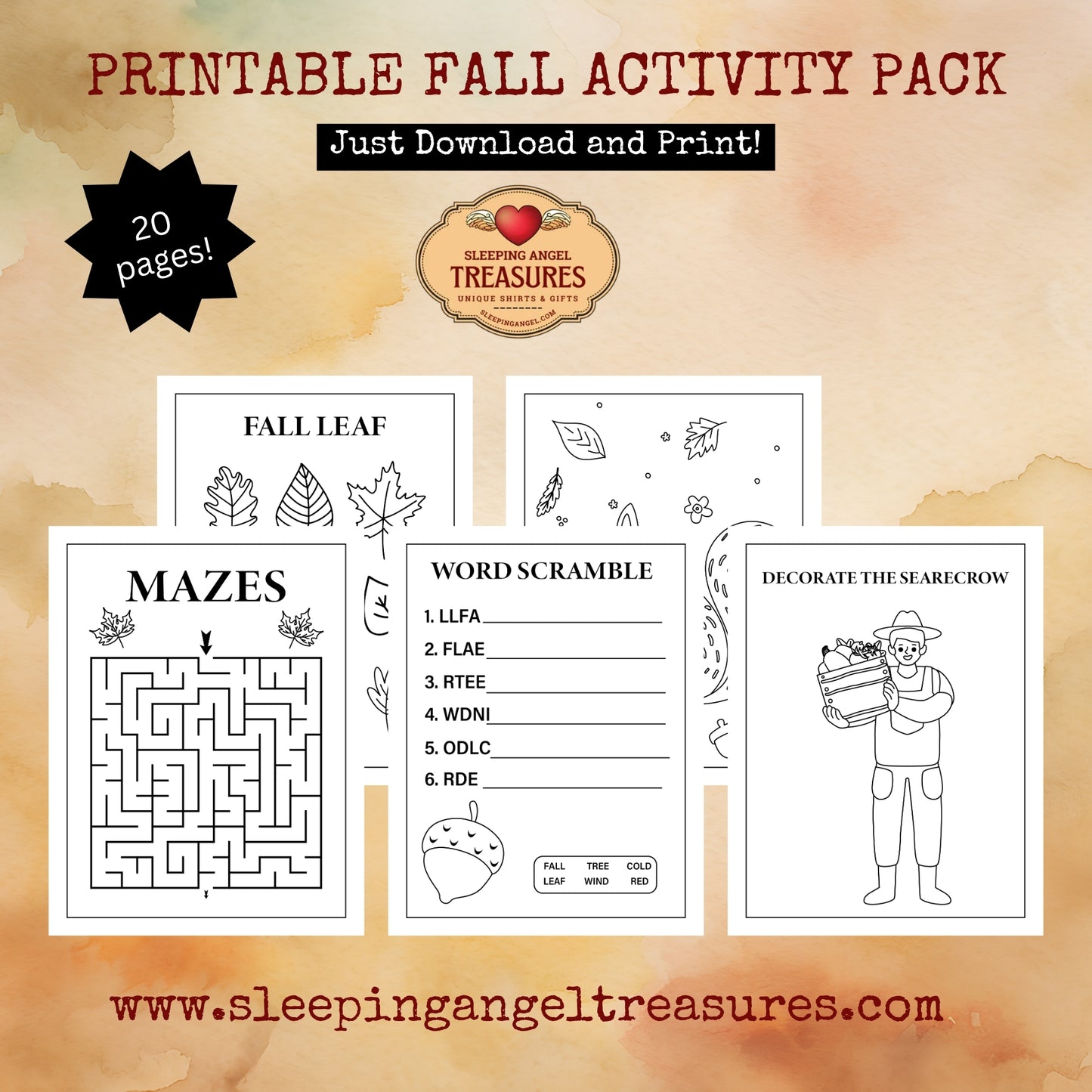 Printable Fall Activity Pack - DIGITAL DOWNLOAD