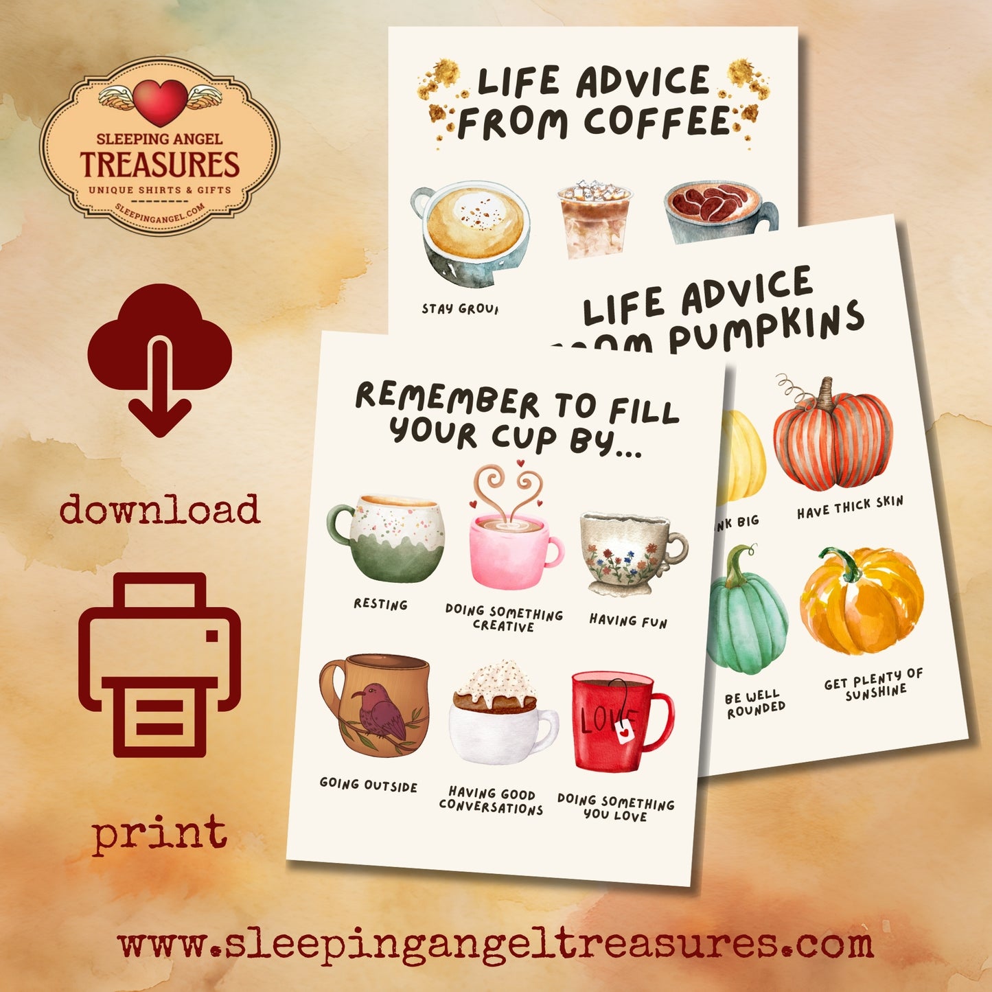 Printable Life Advice from Coffee & Pumpkins Poster Pack - DIGITAL DOWNLOAD
