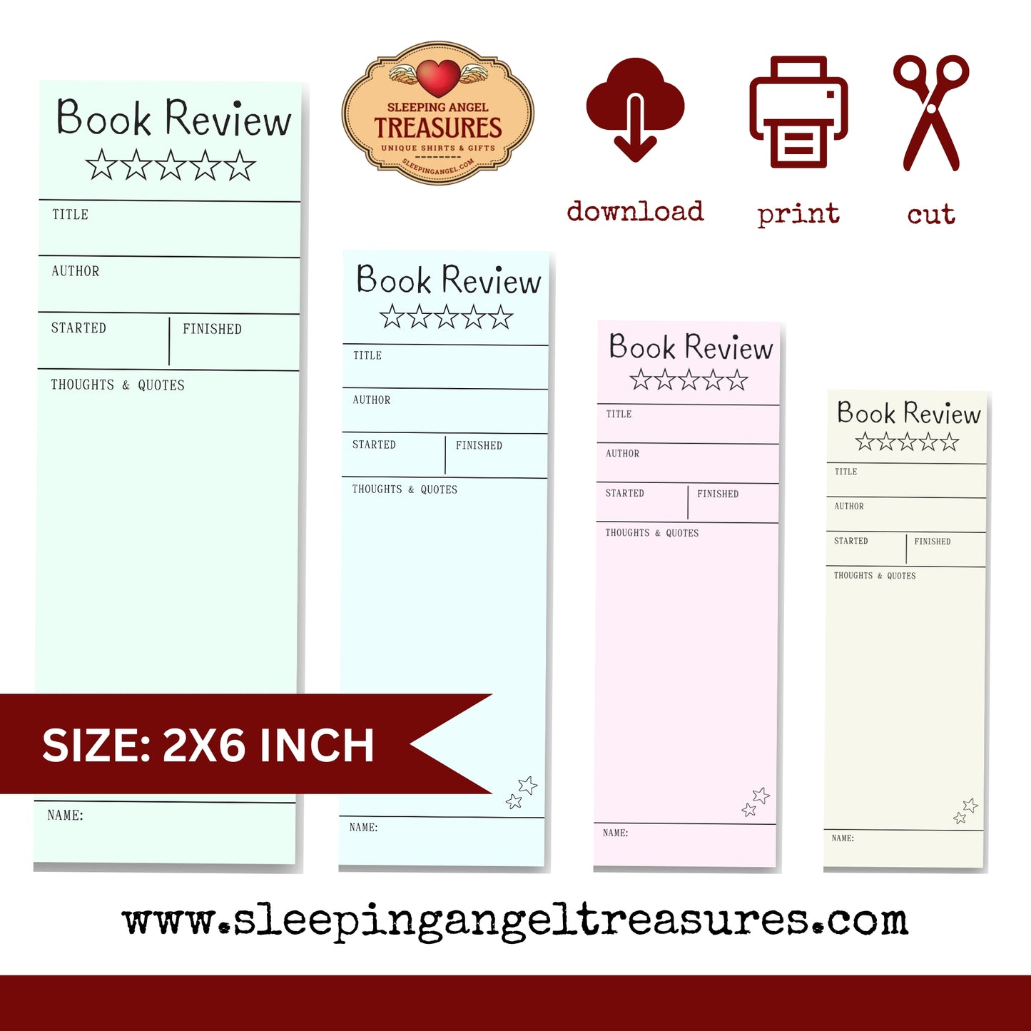 Book Review Bookmarks- DIGITAL DOWNLOAD