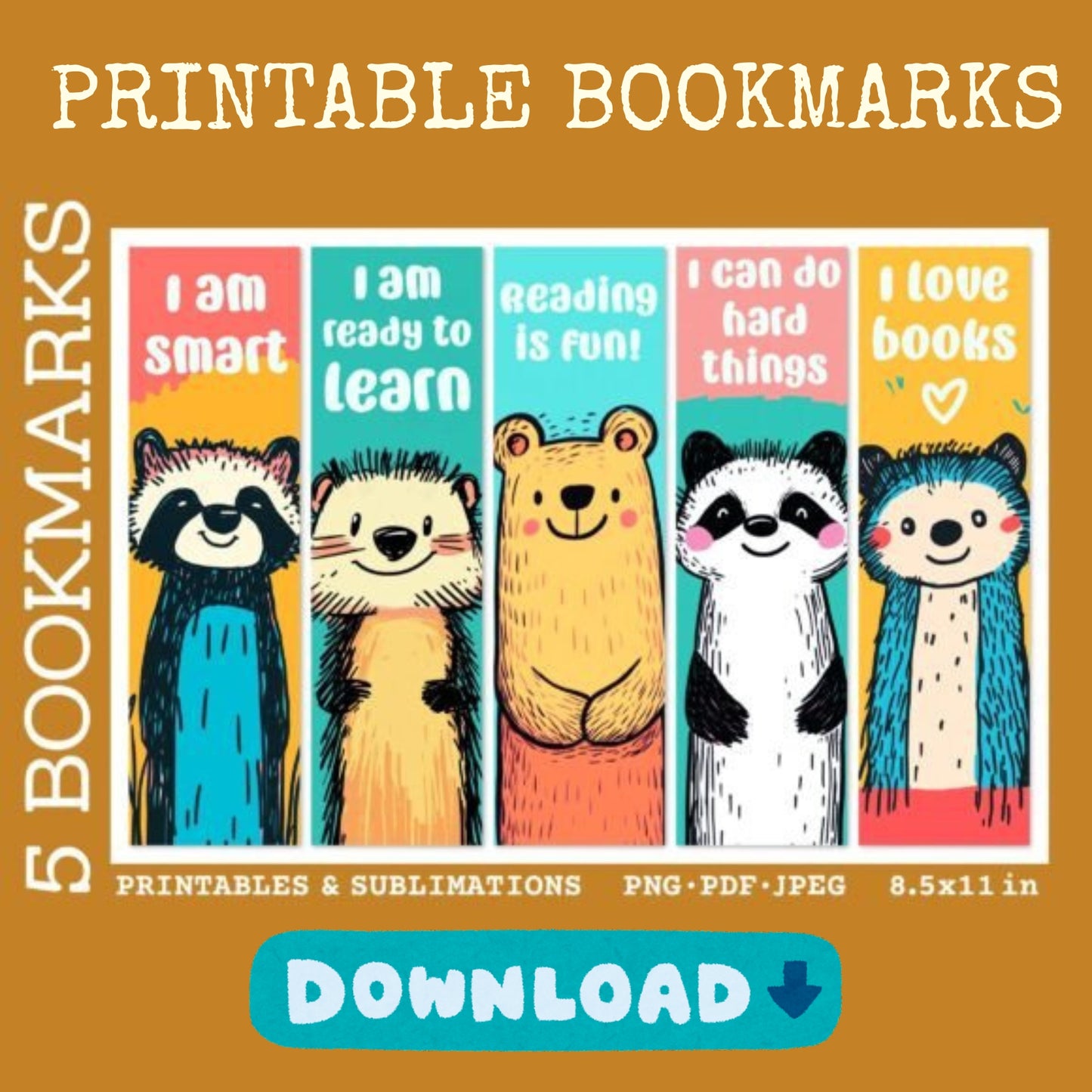 Printable Children's Bookmarks- DIGITAL DOWNLOAD