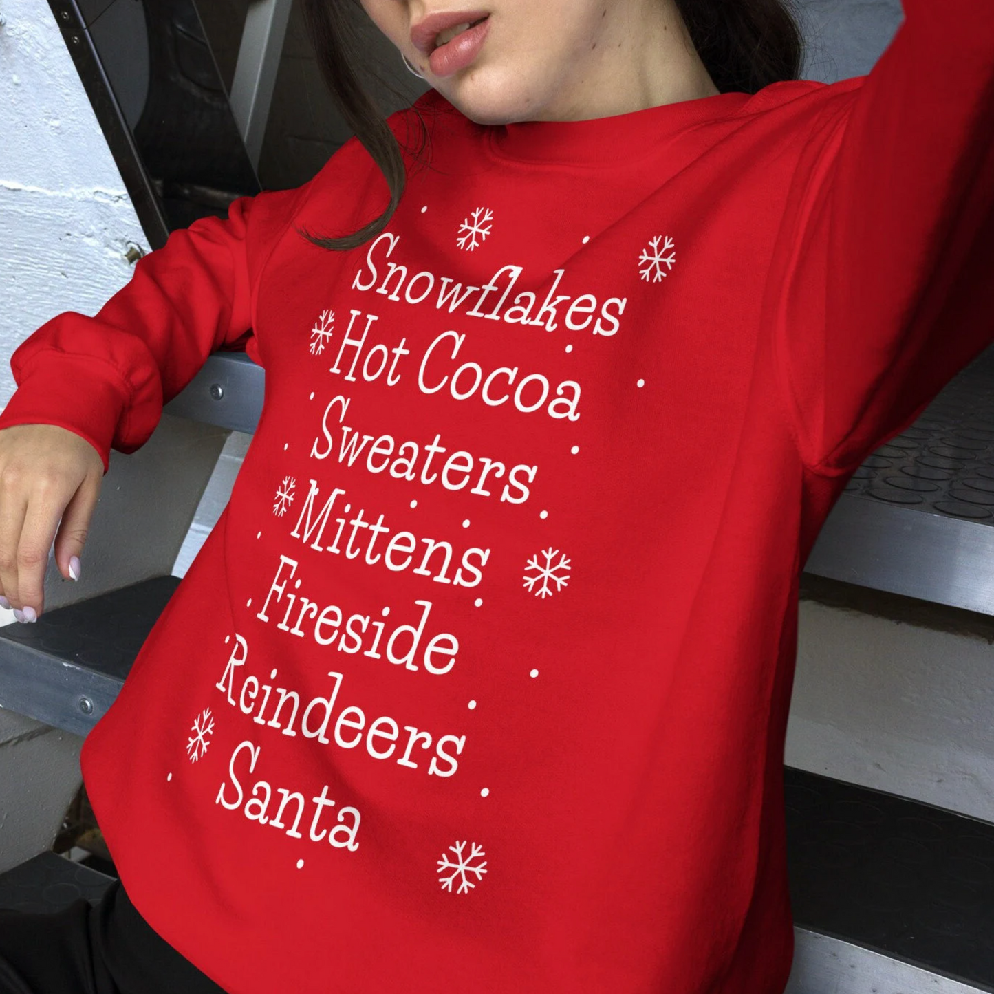 Winter Sweatshirt, Snowflakes, Hot Cocoa, Sweaters, Mittens, Fireside, Reindeers, Santa Christmas Sweater Gift
