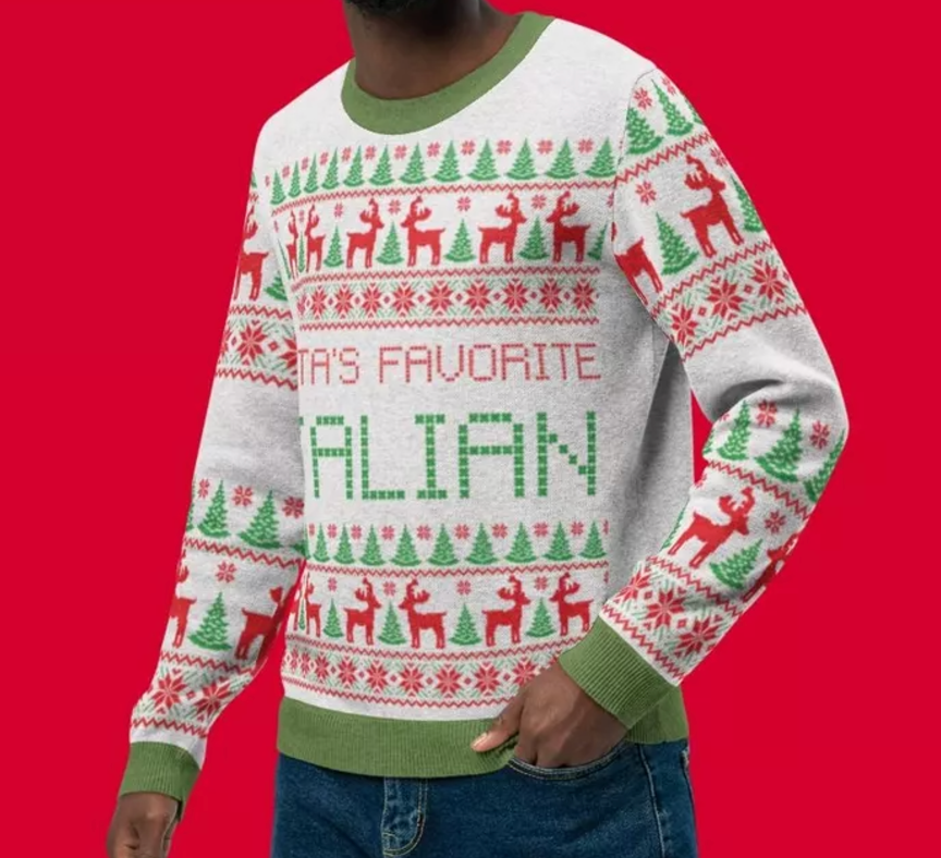 Santa's Favorite Italian Sweater, Italian Pride Sweater, Ugly Christmas Sweater, Christmas Knit Sweater