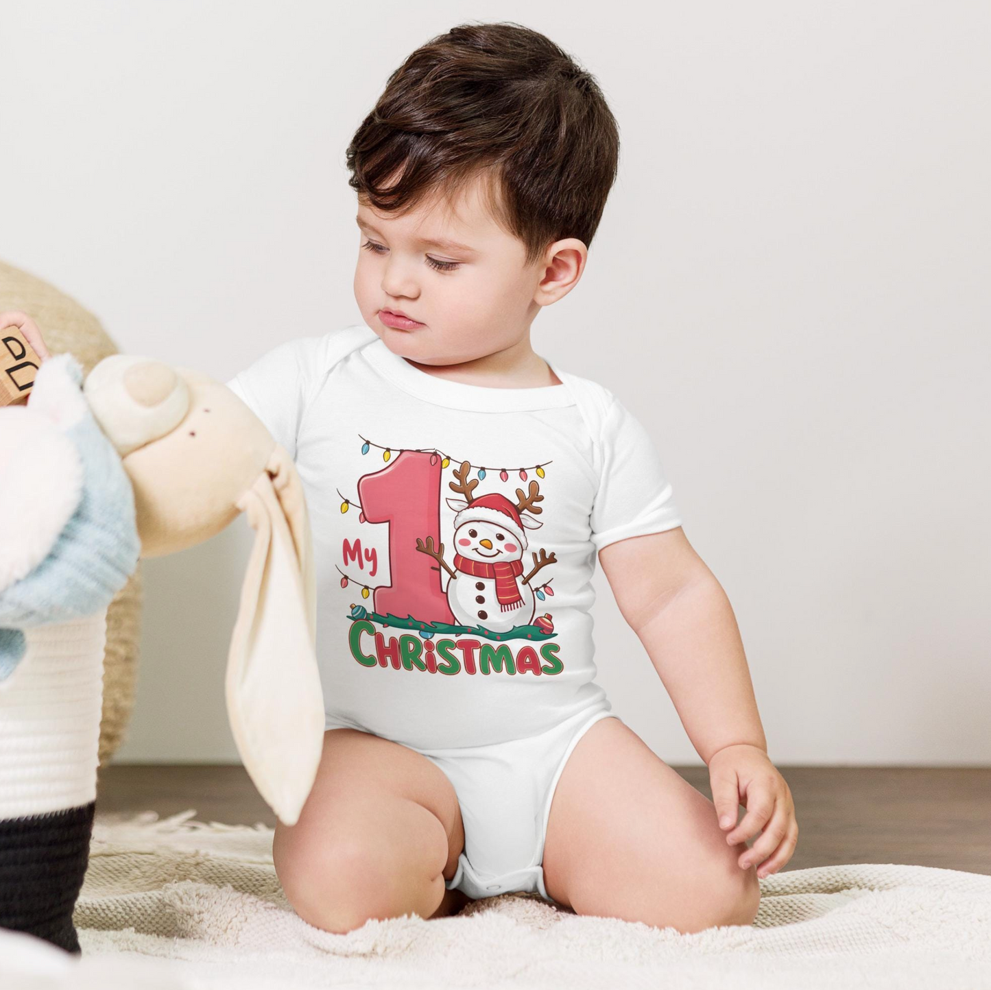 My Baby’s 1st Christmas Onesie with Cute Snowman