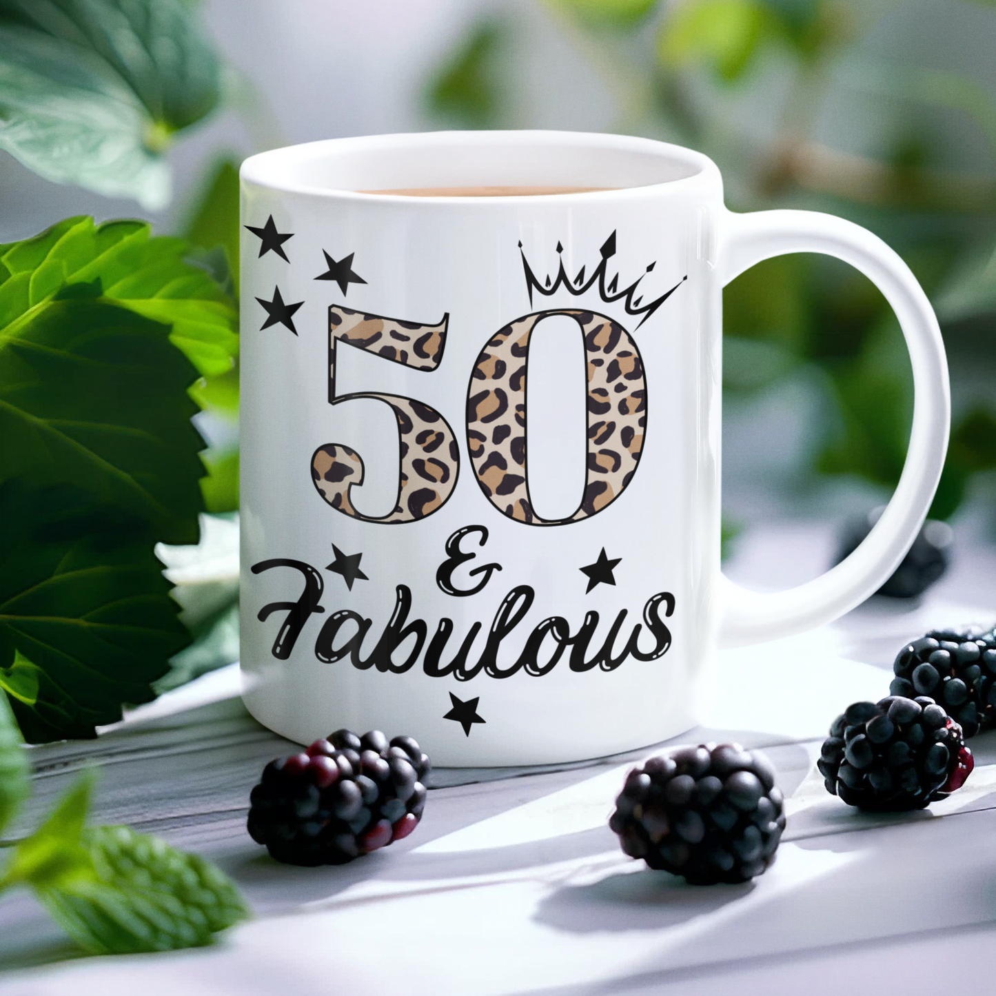 50 & Fabulous White Glossy Mug