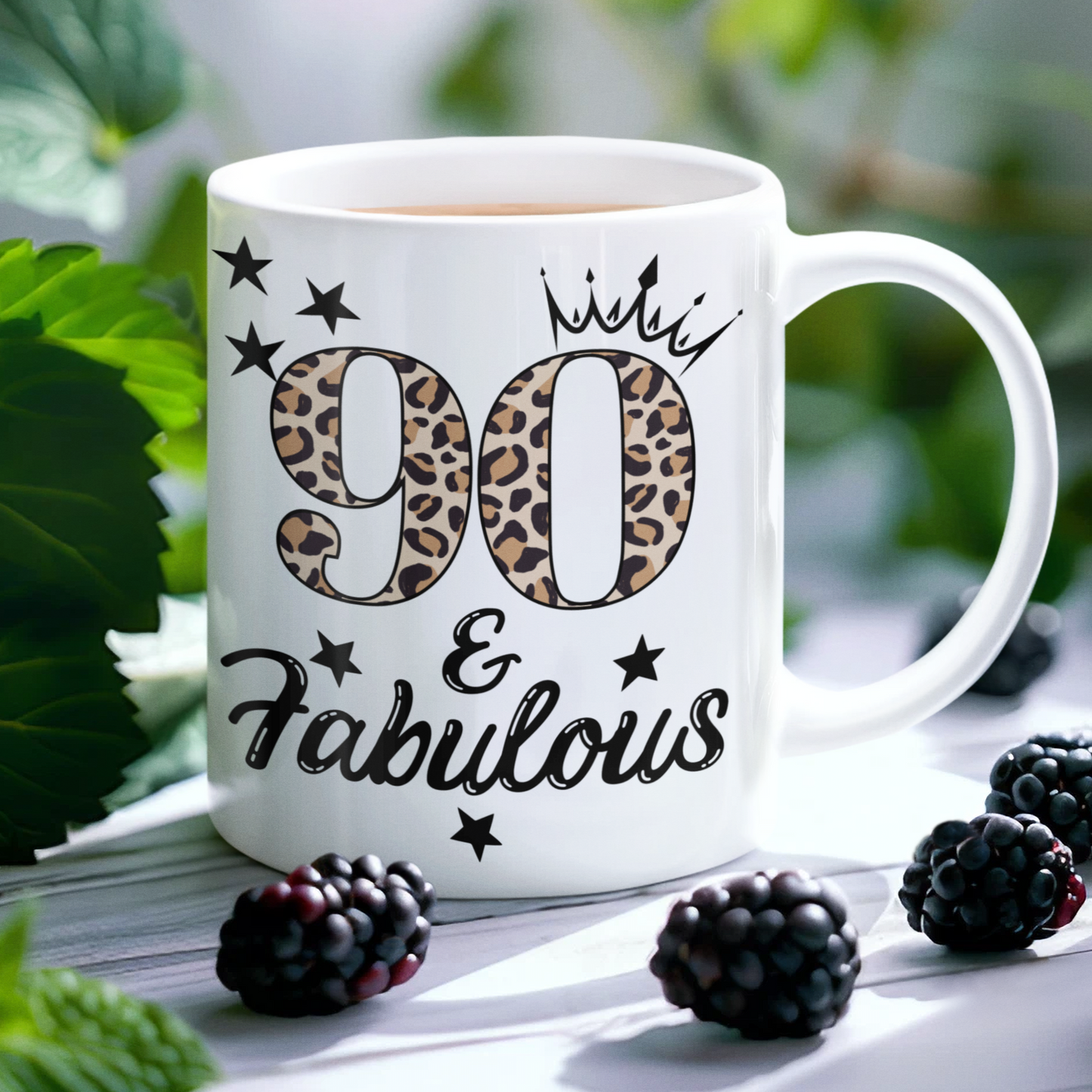 90 & Fabulous White Glossy Mug