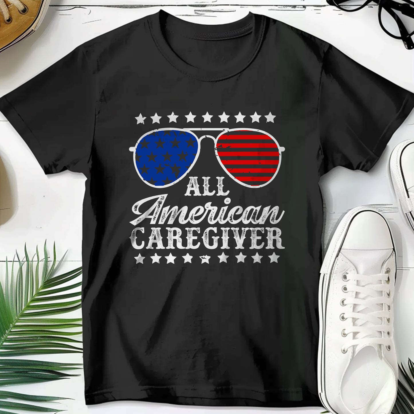 All American Caregiver Shirt, Patriotic Caregiver T-Shirt, Caregiver Gift, Caregiver Nurse Tee
