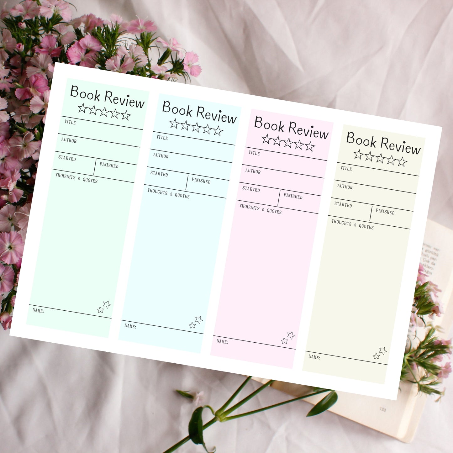 Book Review Bookmarks- DIGITAL DOWNLOAD