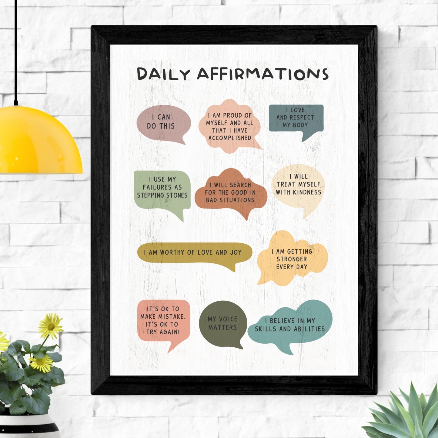 Daily Affirmations Poster, Motivational Poster, Mental Health Gift, Positivity Gift UNFRAMED