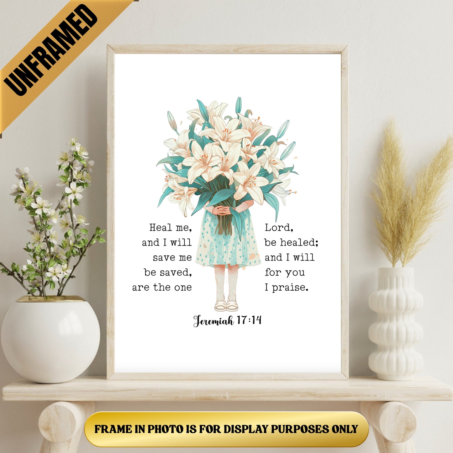 "Heal Me Lord" Jeremiah 17:14 Bible Scripture Poster (UNFRAMED)