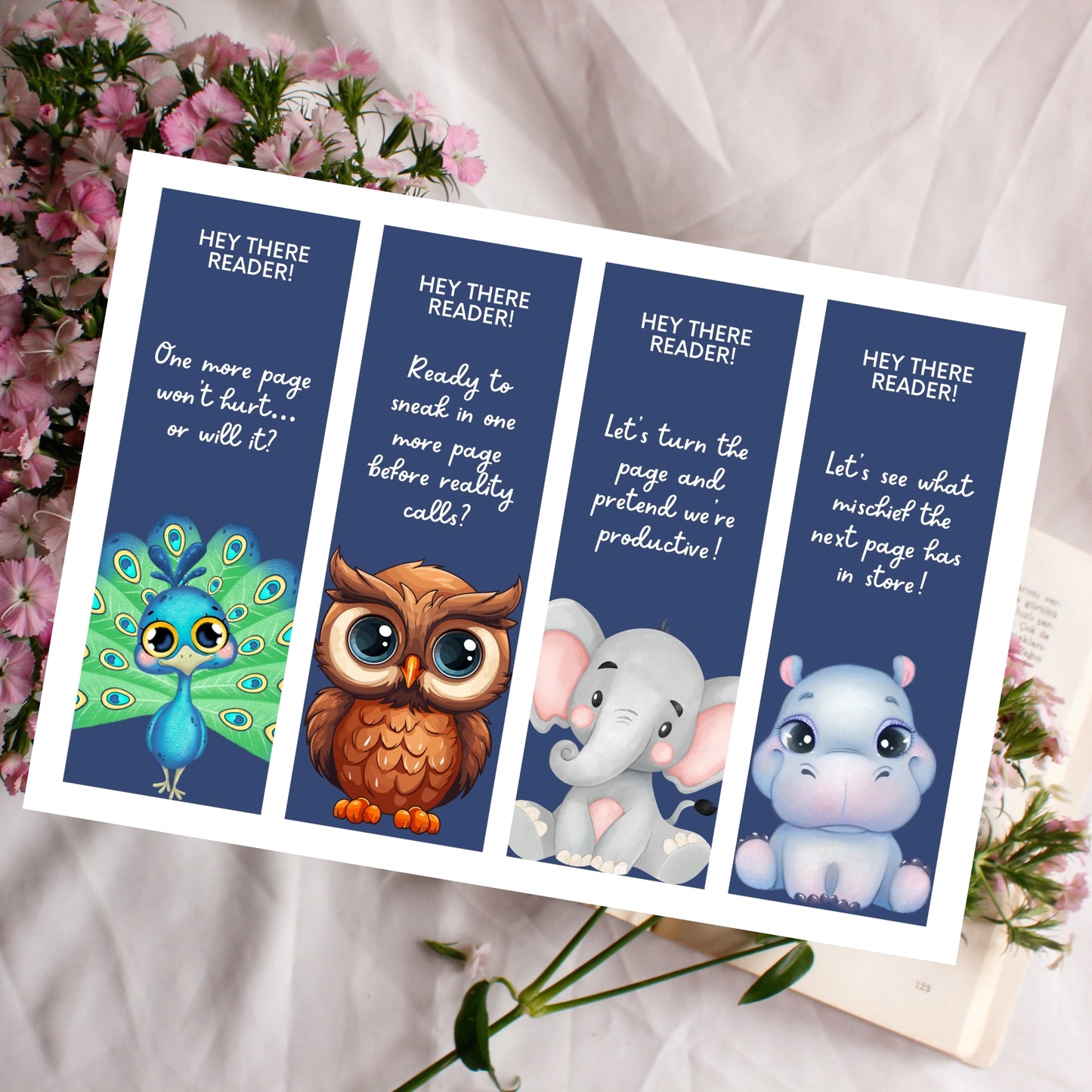 Printable Cute Animals Quotes Bookmarks- DIGITAL DOWNLOAD