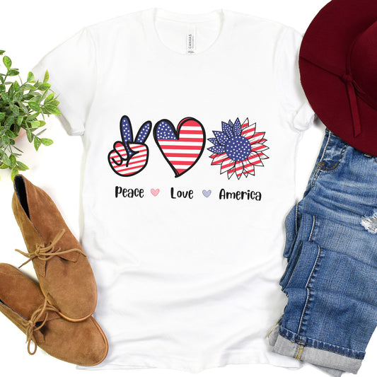 Peace Love America Shirt | Independence Day Shirts | Veterans Day Shirt | Memorial Day Shirt | Patriotic Family Shirt