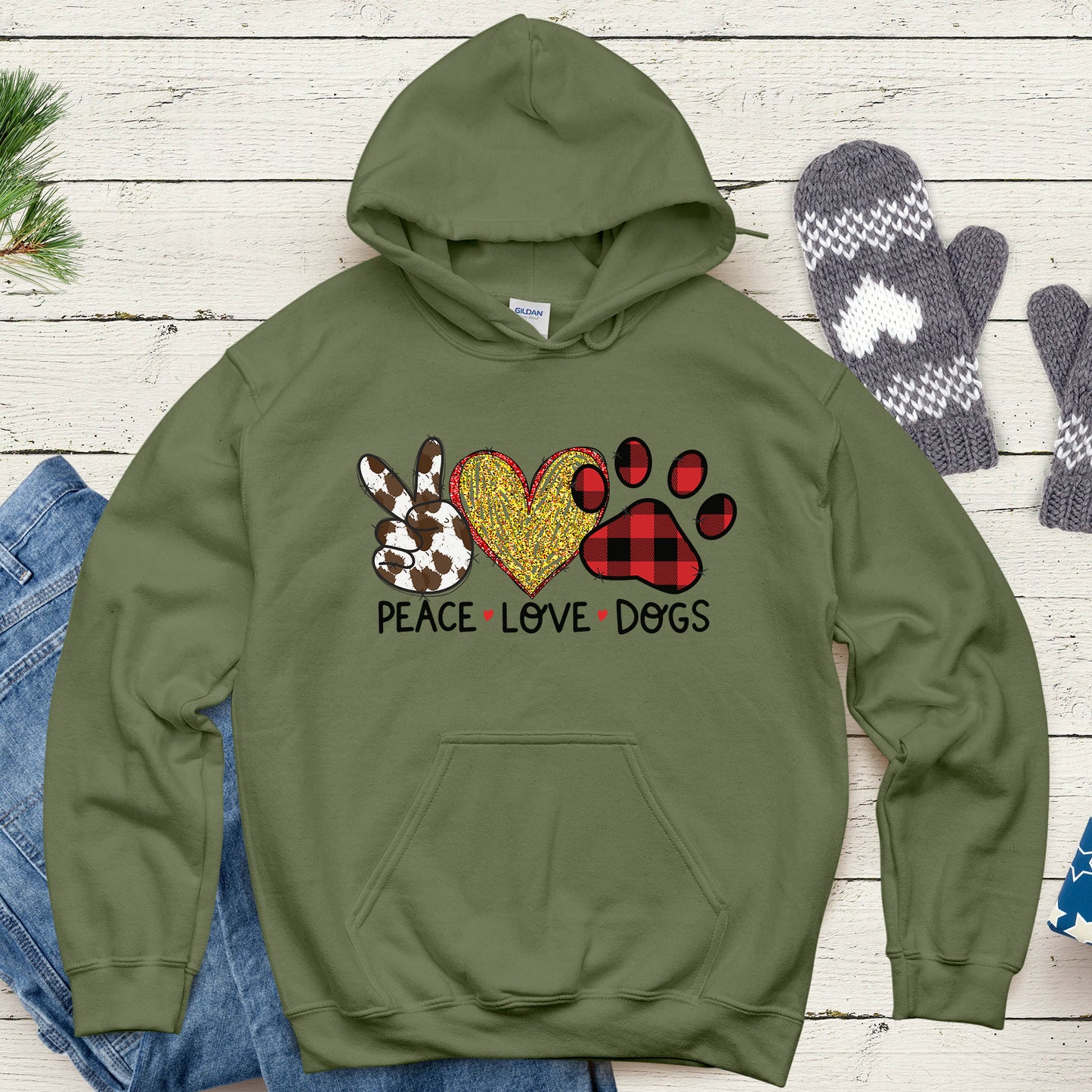 Peace Love Dogs Hoodie, Dog Lovers Hoodie, Dog Lover Gift, Dog Mom Gift, Dog Mom Gift