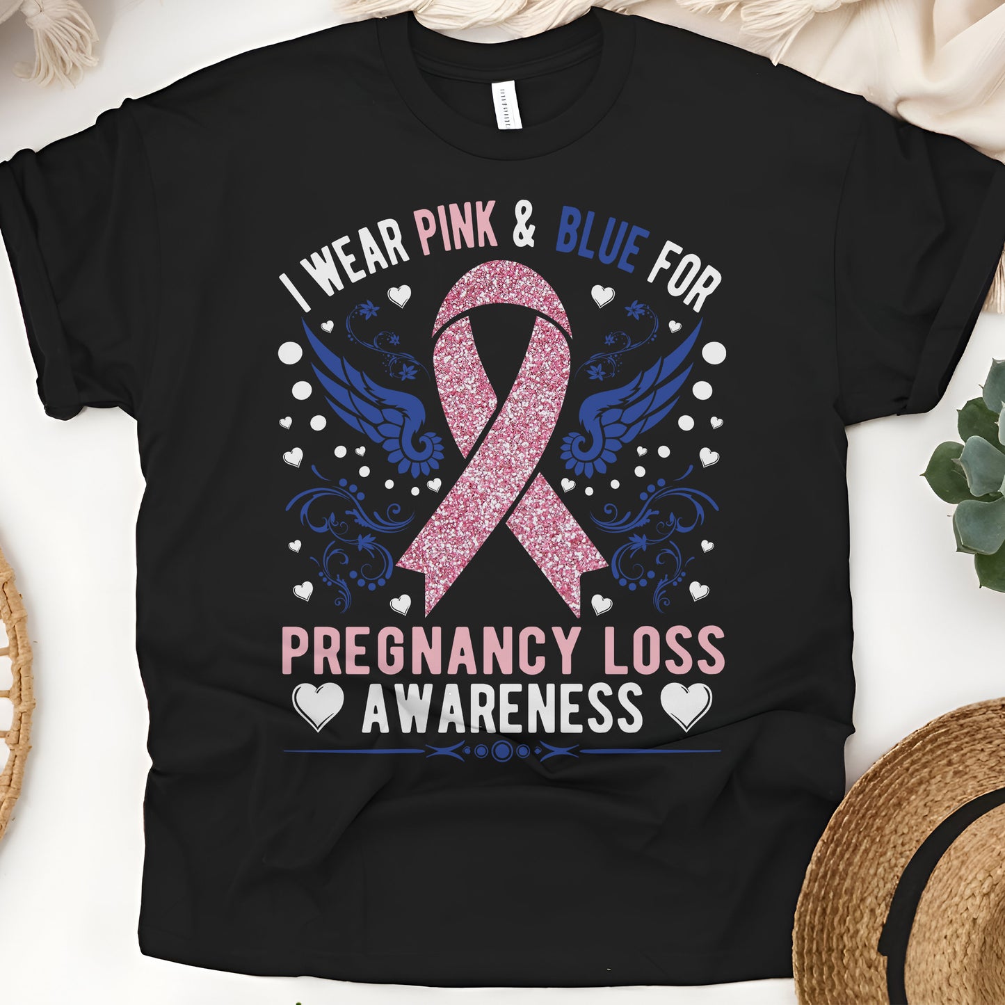 Pregnancy Loss Awareness Shirt, Angel Mom Gift, Pink and Blue Ribbon, Stillbirth Gift, Miscarriage Gift, Baby Loss Shirt