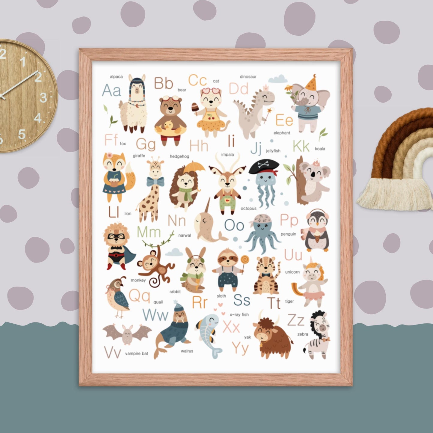 FRAMED Nursery Wall Art, Baby Shower Gift, ABCs Poster