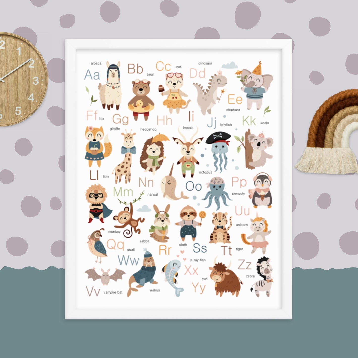 FRAMED Nursery Wall Art, Baby Shower Gift, ABCs Poster
