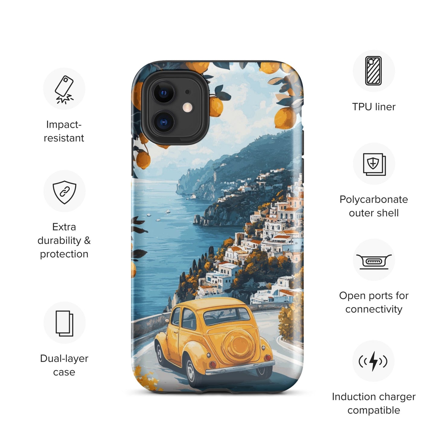 Vintage Car with Positano Scenery Tough Case for iPhone®