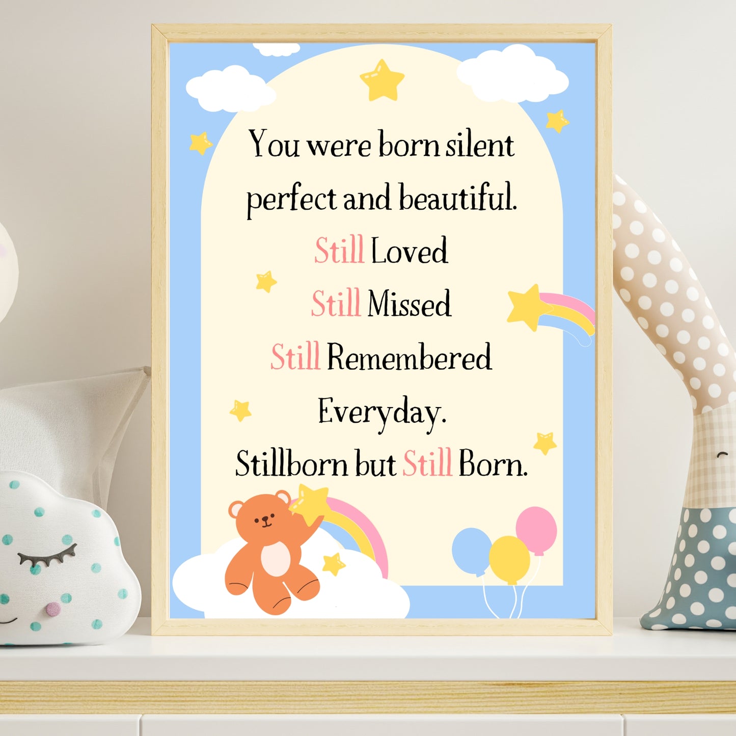Stillborn Poem Poster Pregnancy Loss Wall Art, Baby Loss Gift UNFRAMED