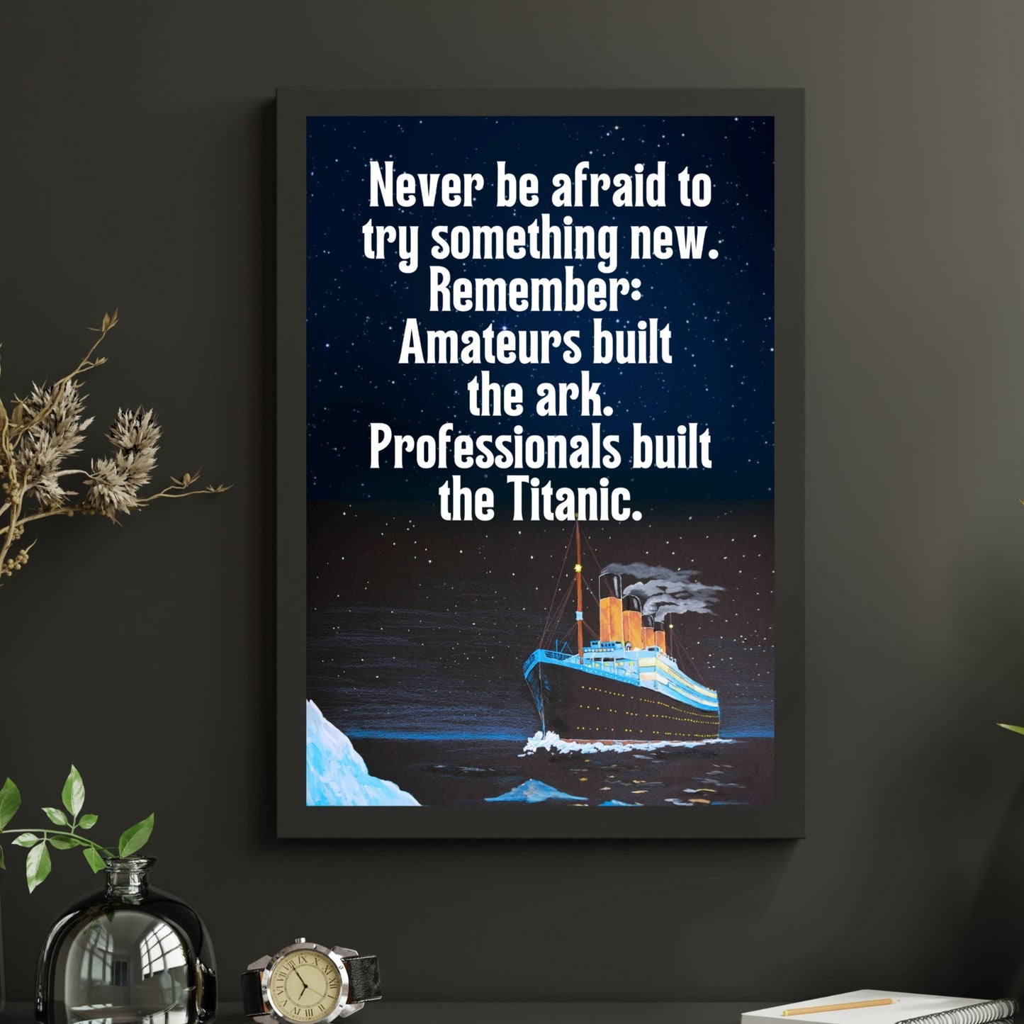 Inspirational Poster, Motivational Wall Art, Embracing Risk Office Decor, Personal Growth Home Decor UNFRAMED
