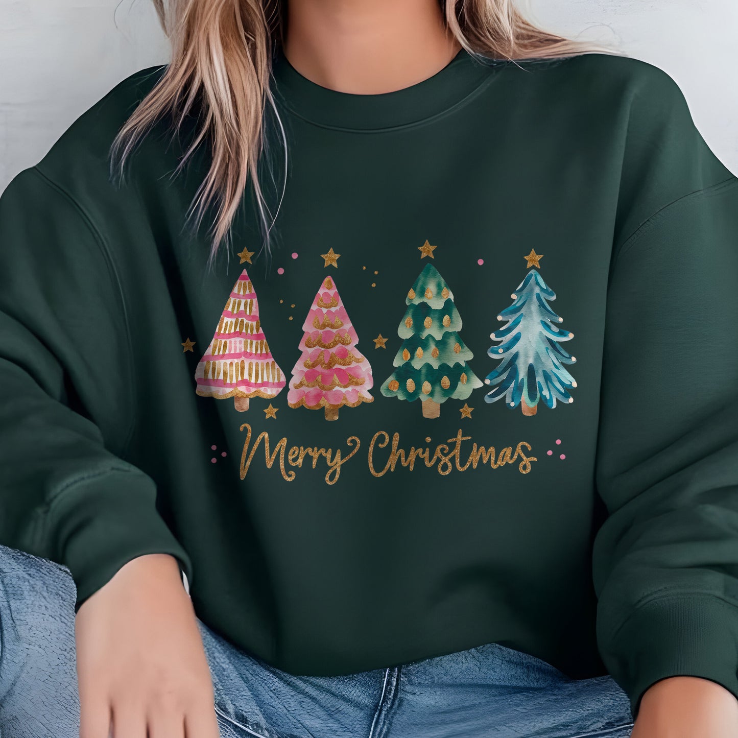 Merry Christmas Sweatshirt, Christmas Trees Sweatshirt, Holiday Apparel, Farm Fresh Christmas