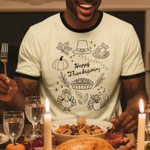 Happy Thanksgiving Doodles Ringer T-Shirt