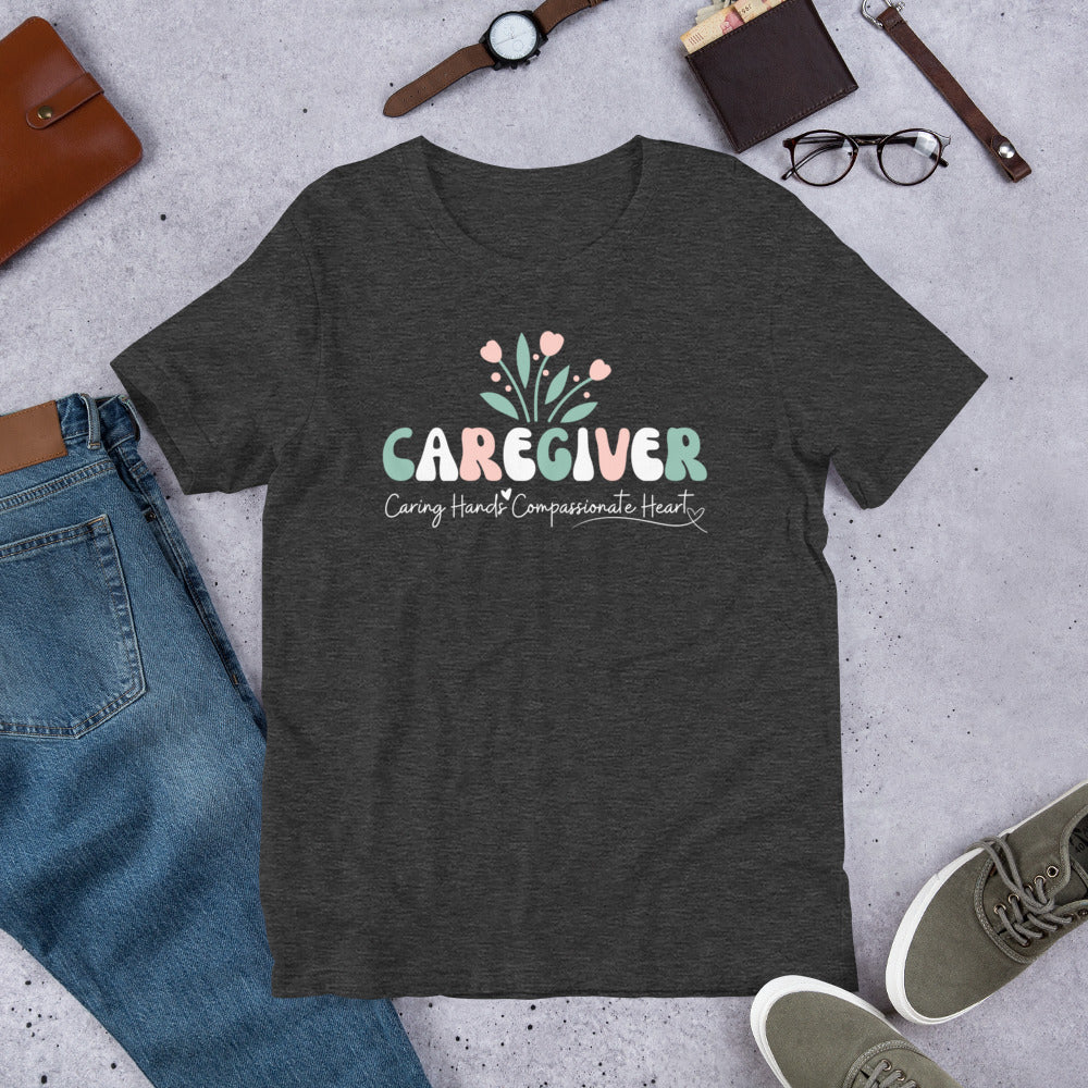 Caregiver Shirt | Thank You Gift | Gift For Caregiver | Caregiver Tee | Caring Hands, Compassionate Heart
