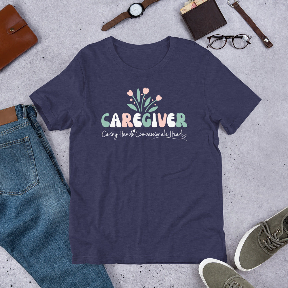 Caregiver Shirt | Thank You Gift | Gift For Caregiver | Caregiver Tee | Caring Hands, Compassionate Heart