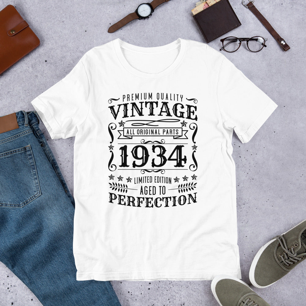 Vintage 1934 t-shirt | 90th Birthday Shirt | 1934 Birthday Unisex t-shirt