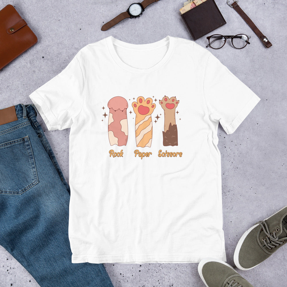 Funny Cat Lover Gift, Rock Paper Scissors Cat Paw Shirt, Gift for Cat Lovers, Cat Mom Gift, Cute Cat Paws Tee