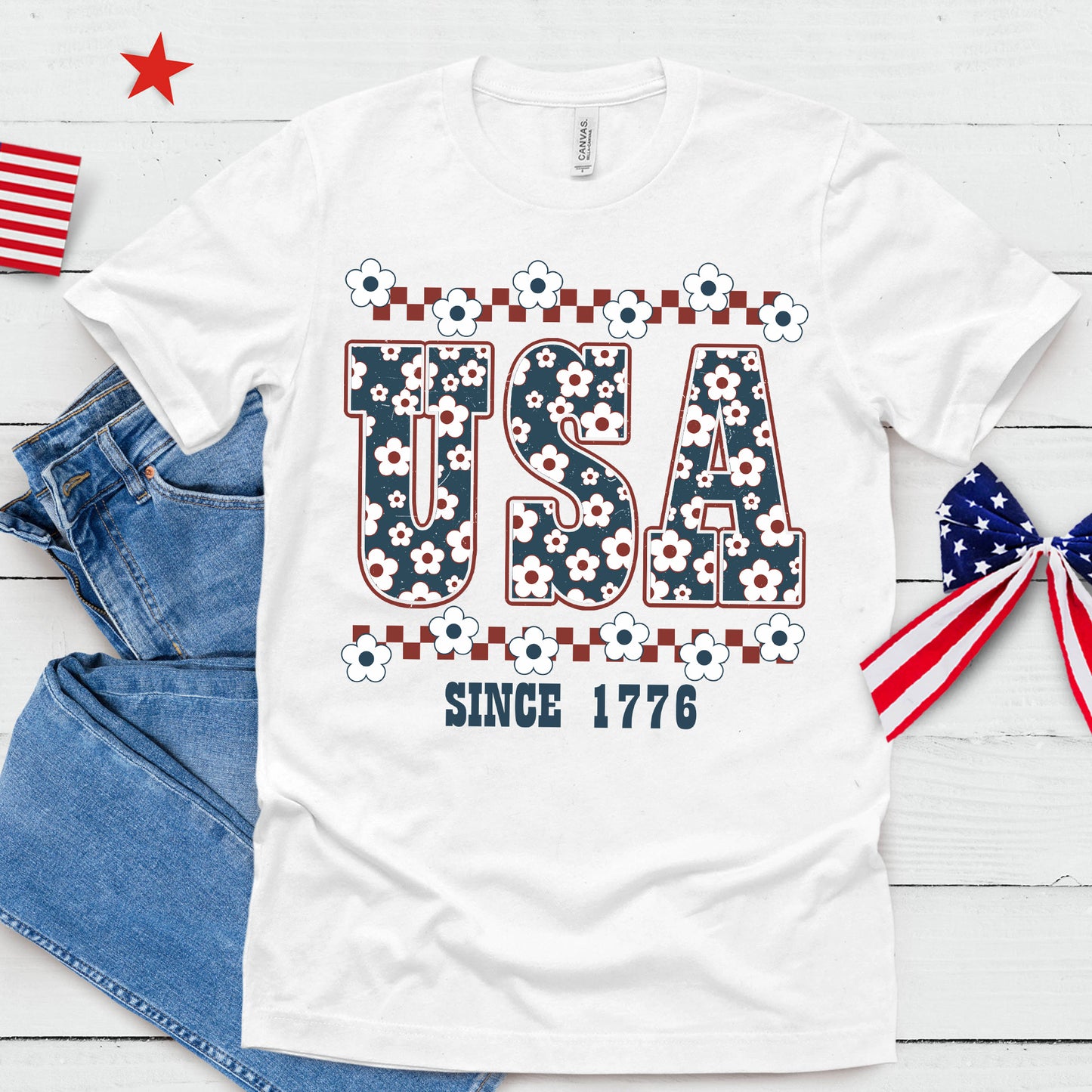 USA Since 1776 Floral T-Shirt