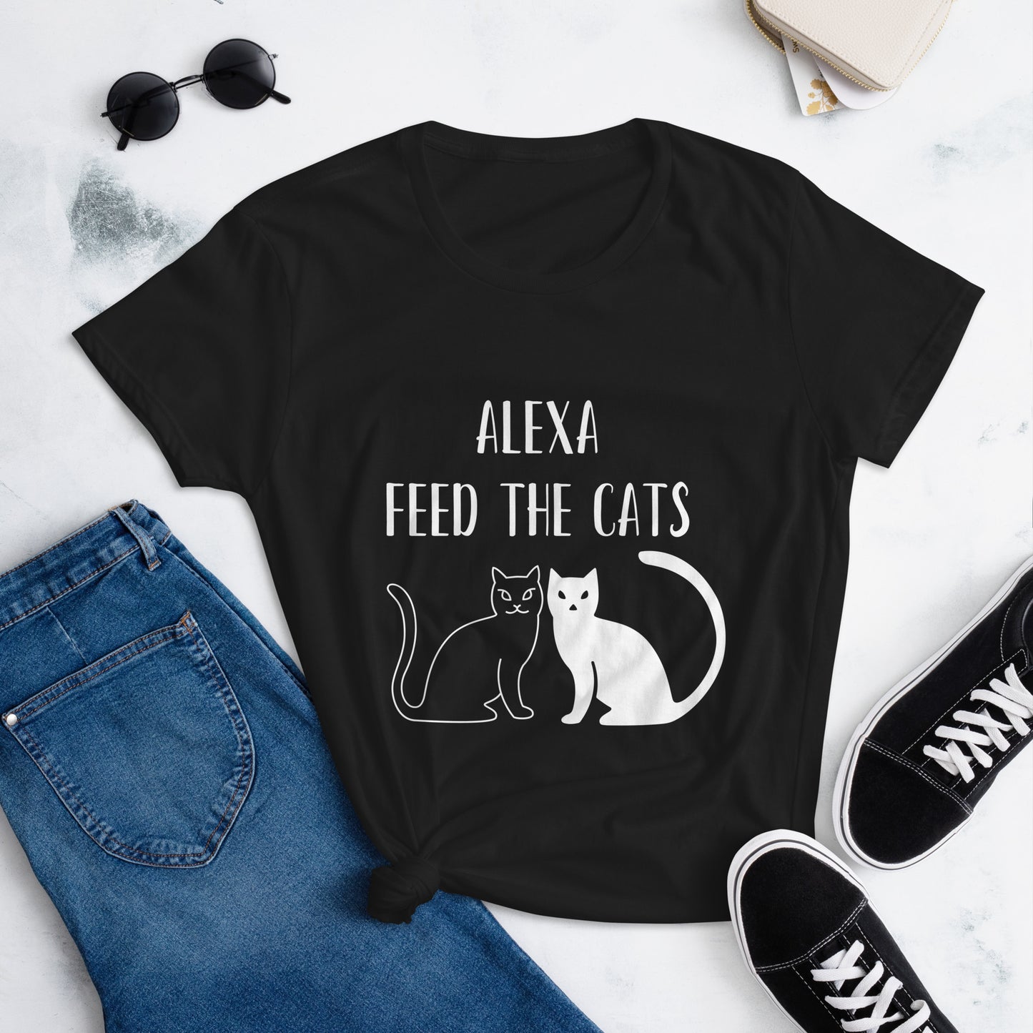 Cat Lovers Funny T-Shirt | Funny Alexa Women's Shirt
