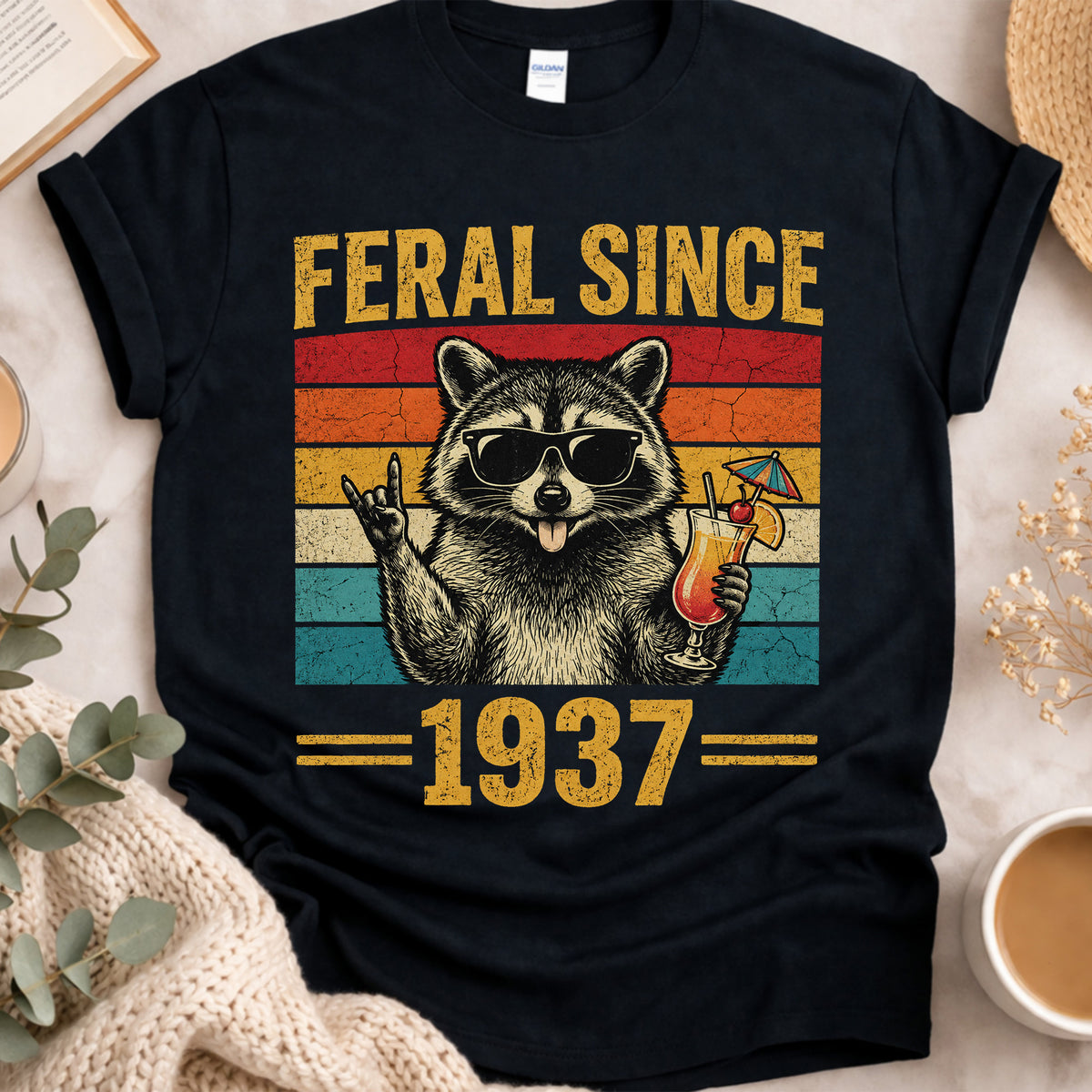 Feral Since 1937 Birthday T-Shirt