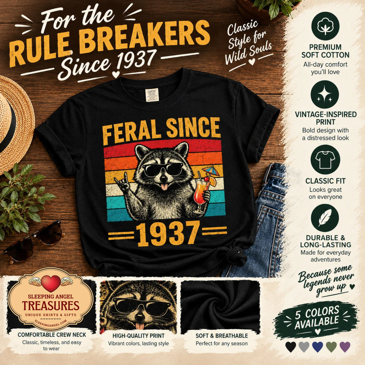 Feral Since 1937 Birthday T-Shirt
