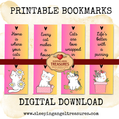 Printable Cute Cat Quotes Bookmarks- DIGITAL DOWNLOAD
