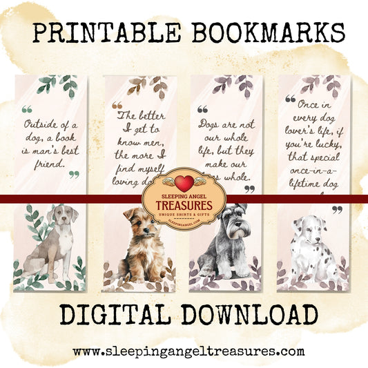 Printable Cute Dog Quotes Bookmarks- DIGITAL DOWNLOAD