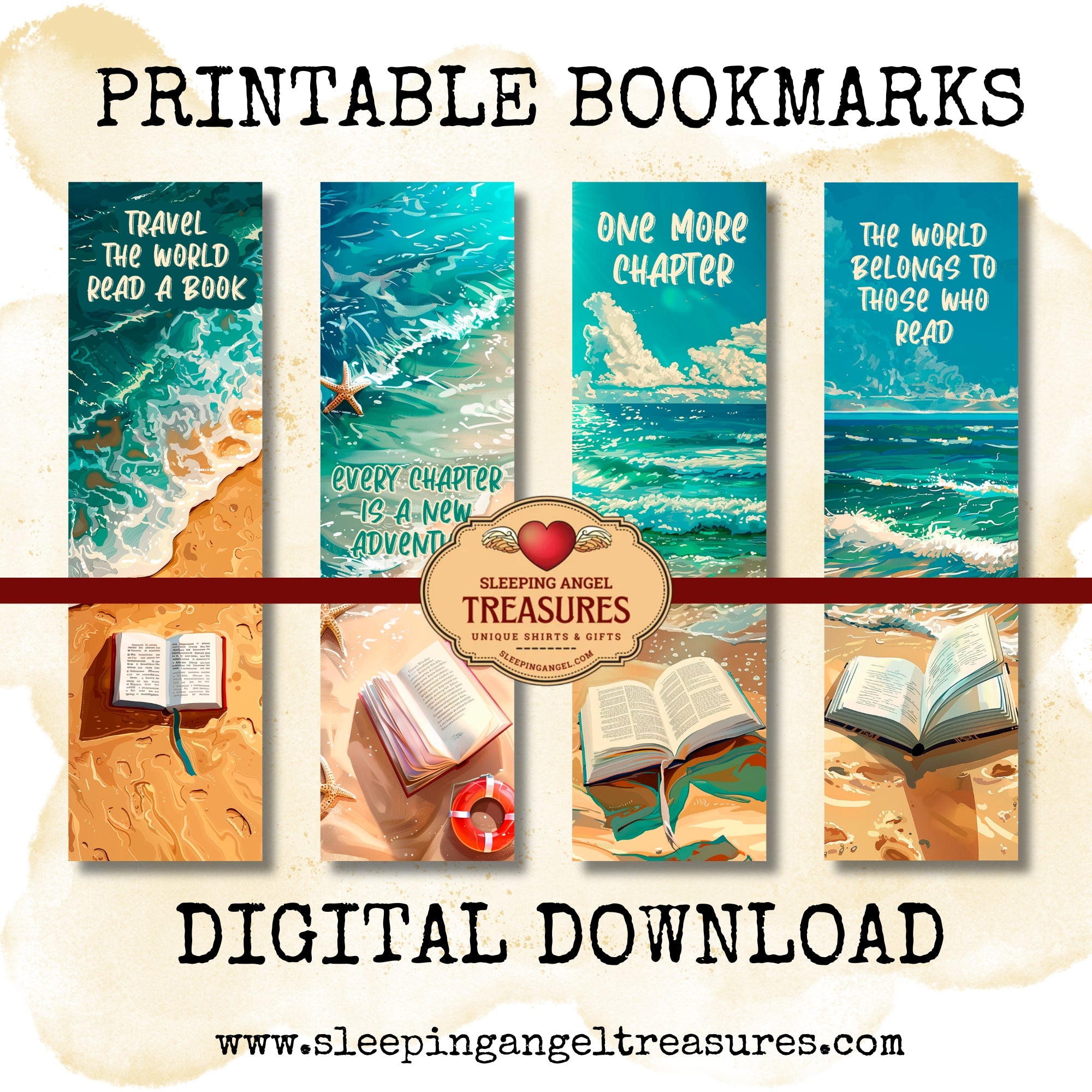 Beach Inspired Bookmarks- DIGITAL DOWNLOAD – Sleeping Angel Treasures