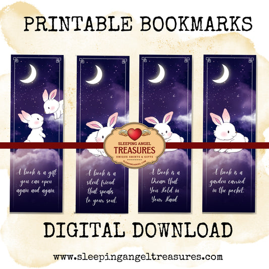 Printable Cute Bunnies Bookmarks- DIGITAL DOWNLOAD
