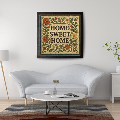 Home Sweet Home Mosaic Vintage Tile Style Floral Poster (unframed)