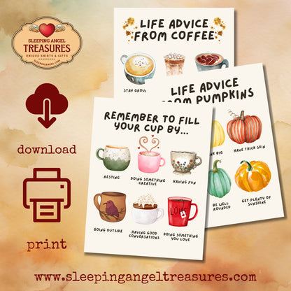 Printable Life Advice from Coffee & Pumpkins Poster Pack - DIGITAL DOWNLOAD