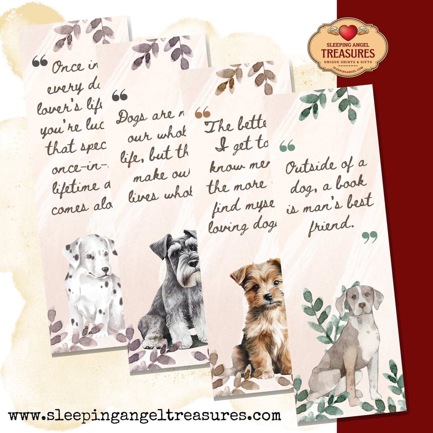 Printable Cute Dog Quotes Bookmarks- DIGITAL DOWNLOAD