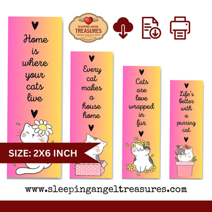Printable Cute Cat Quotes Bookmarks- DIGITAL DOWNLOAD