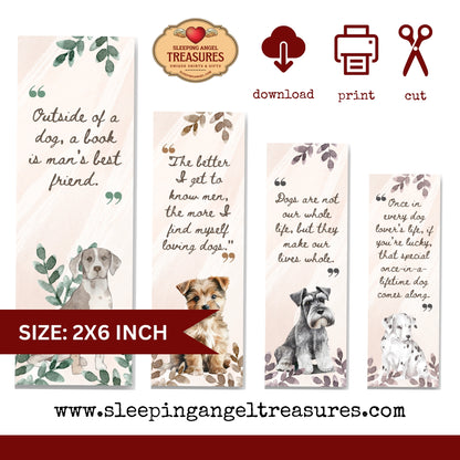 Printable Cute Dog Quotes Bookmarks- DIGITAL DOWNLOAD