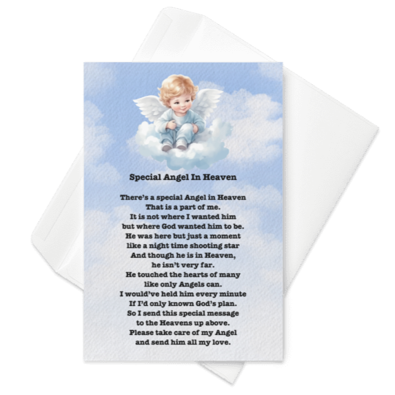 Special Angel in Heaven Poem Greeting Card, 4″ × 6″ Baby Loss Card (BLANK INSIDE)