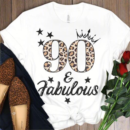 90 & Fabulous Shirt, Ninety Birthday Gift, 90th Birthday Shirt, 90th Birthday Party, Gift for 90th Birthday, Friend 90th