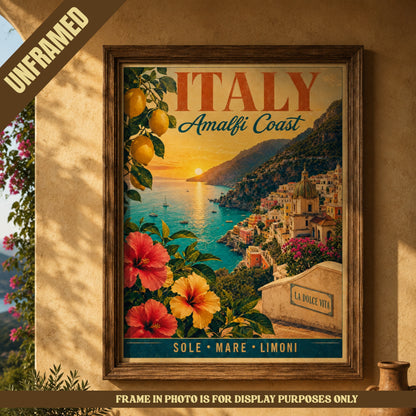 Vintage Amalfi Coast Italy Travel Poster (unframed)