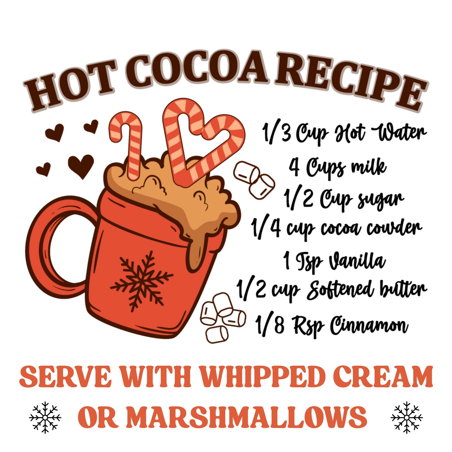 Hot Cocoa Recipe Christmas Magnet